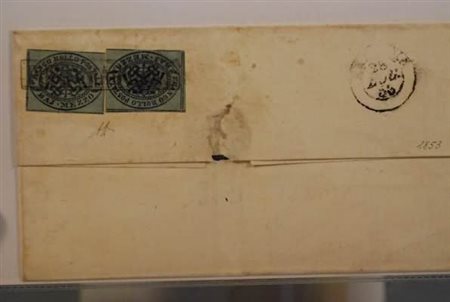 STATO PONTIFICIO ANNULLAMENTI - 1856, PORTOMAGGIORE (p.4) su 1/2 baj grigio...