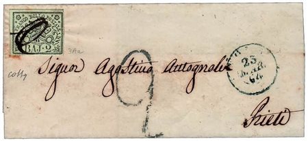 STATO PONTIFICIO ANNULLAMENTI - 1864, ROMA tratti curvilinei a penna (p.12)...