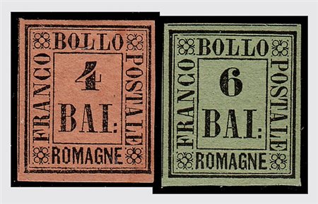 ROMAGNE - 1859, L'emissione completa di 9 valori (1/9) con 1 baj e 8 baj con...