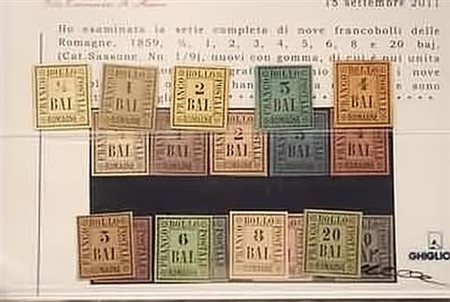 ROMAGNE - 1859, l'emissione cpl. di 9 valori (1/9).(GOMMA ORIGINALE)