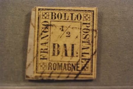 ROMAGNE - 1859, 1/2 baj giallo paglia (1) su minimo frammento. (Cert. R....