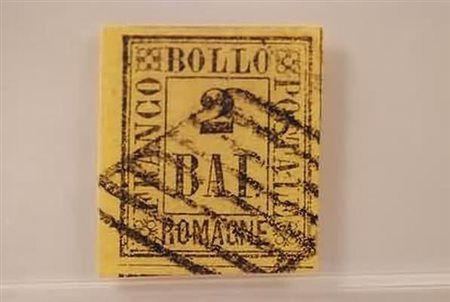 ROMAGNE - 1859, 2 baj giallo arancio (3). (Em. Diena).(USATO)