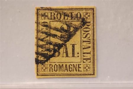 ROMAGNE - 1859, 2 baj giallo arancio (3) bell'esemplare. (E.Diena).(USATO)