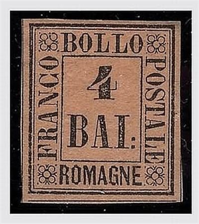 ROMAGNE - 1859, 4 baj fulvo (5).(GOMMA ORIGINALE)