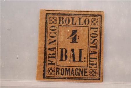 ROMAGNE - 1859, 4 baj fulvo (5) molto bello.(GOMMA ORIGINALE)