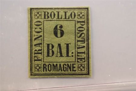 ROMAGNE - 1859, 6 baj verde giallo (7) bell'esemplare.(GOMMA ORIGINALE)