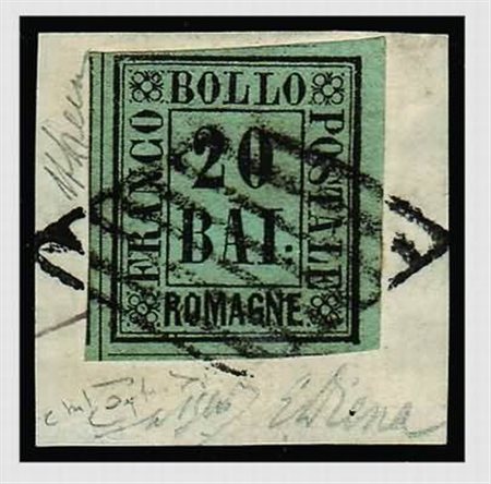 ROMAGNE - 1859, 20 baj grigio azzurro (9). Di pregio. (Em. Diena, A. Diena,...