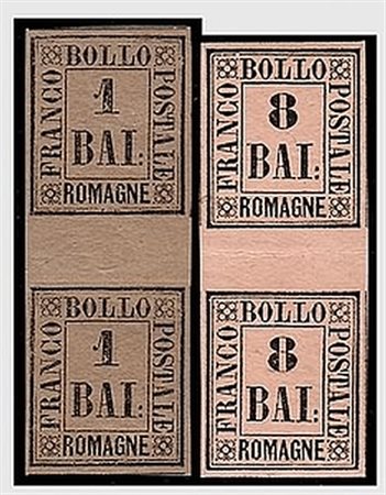 ROMAGNE - 1859, 2 valori (2, 8) in coppie verticali con interspazio di...
