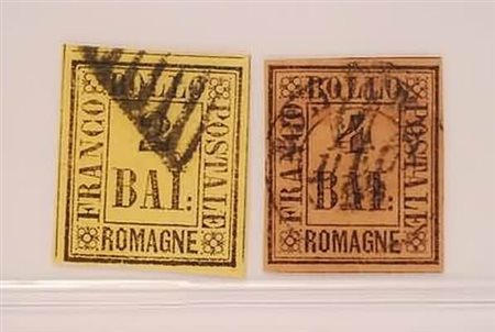 ROMAGNE - 1859, 2 valori: 2 baj e 4 baj (3,5).(USATO)