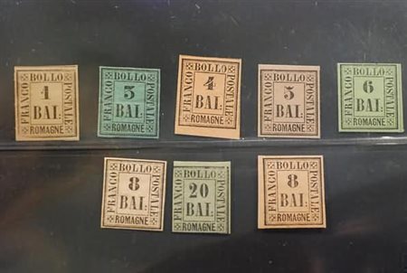 ROMAGNE - 1859, lotto di 8 esemplari, in pratica la serie cpl. senza il 1/2...
