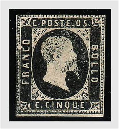 REGNO DI SARDEGNA - 1851, 5 c. nero (1) senza gomma.(SENZA GOMMA)