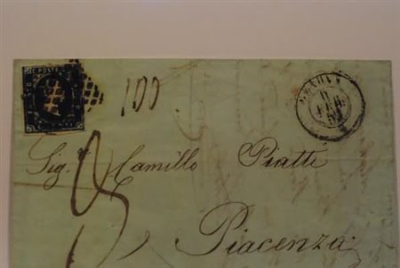 REGNO DI SARDEGNA - 1853, 20 c. azzurro (2) su lettera da Genova per...