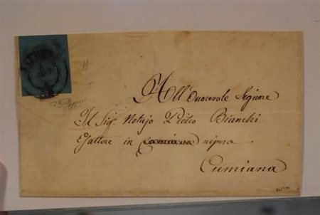 REGNO DI SARDEGNA - 1854, 20 c. azzurro (5) angolo di foglio su lettera da...