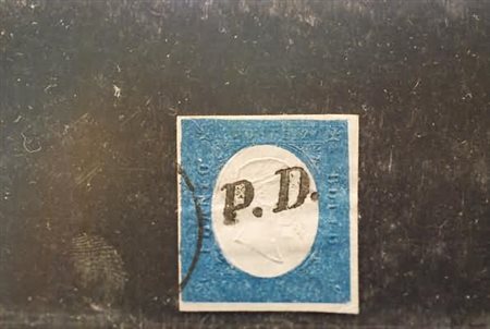 REGNO DI SARDEGNA - 1854, 20 c. azzurro (8) con annullo centrale "P.D."....
