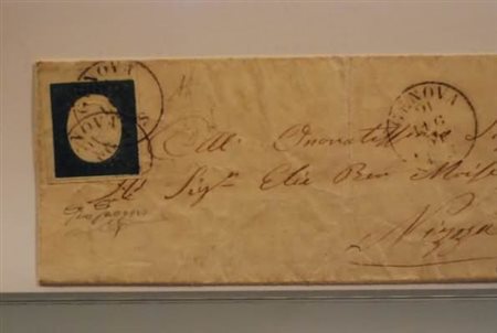 REGNO DI SARDEGNA - 1855, 20 c. azzurro (8) angolo di foglio su lettera da...