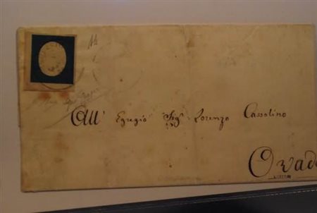 REGNO DI SARDEGNA - 1854, 20 c. azzurro (8) angolo di foglio su lettera da...