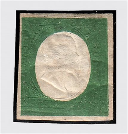 REGNO DI SARDEGNA - 1854, Non emessi, 5 c.verde oliva scuro (10). (Cert....