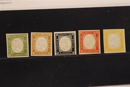 REGNO DI SARDEGNA - 1861, Quarta emissione, 5 valori senza il 3 lire (13/17)...