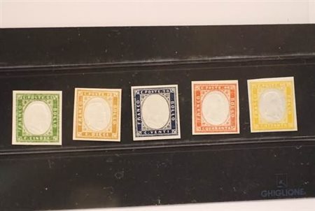 REGNO DI SARDEGNA - 1861-63, IV emissione, 5 valori da 5 c. a 80 c., nelle...