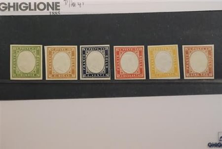 REGNO DI SARDEGNA - 1862-63, IV emissione, 5 valori dal 5 c. all'80 c. + un 3...