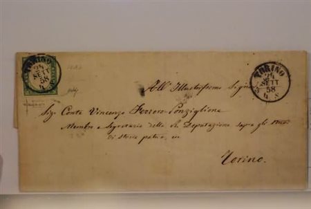 REGNO DI SARDEGNA - 1858, 5 c. verde giallo stampa difettosa (13Ah), isolato...