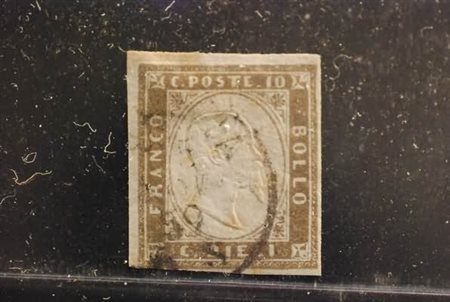 REGNO DI SARDEGNA - 1859, 10 c. grigio brunastro (14Ae), esemplare di II...