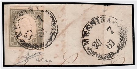REGNO DI SARDEGNA - 1861, 10 c. oliva grigio verdastro (14Caa) ben marginato,...
