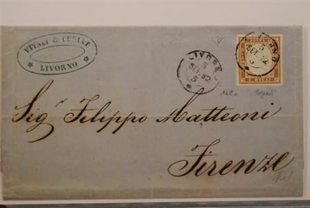 REGNO DI SARDEGNA - 1862, 10 c. bruno bistro (14Co) su lettera da Livorno per...