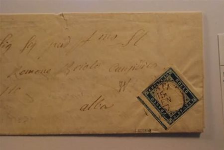 REGNO DI SARDEGNA - 1857, 20 c. cobalto (15) su lettera sa Asti per Alba,...