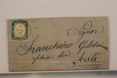 REGNO DI SARDEGNA - 1857, 20 c.celeste chiaro (15g) su lettera da Valenza per...