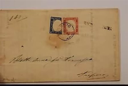 REGNO DI SARDEGNA - 1859, 40 c. vermiglio mattone (16Ba) + 20 c. azzurro...