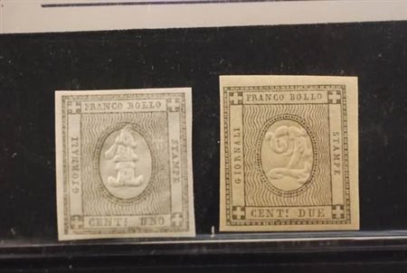 REGNO DI SARDEGNA - 1861, Francobolli per stampati, 1 c. e 2 c. grigio nero...
