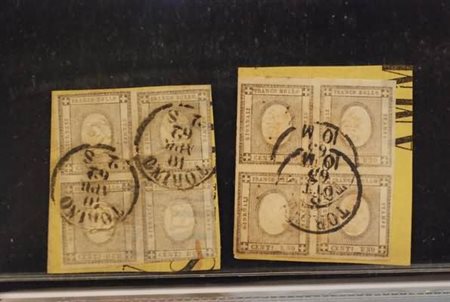 REGNO DI SARDEGNA - 1861, Francobolli per stampati 2 valori cpl. (19/20) in...