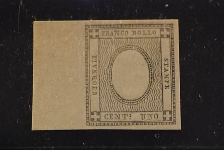 REGNO DI SARDEGNA - 1861, 1 c. grigio nero, francobollo naturale senza cifra...