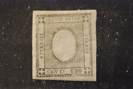 REGNO DI SARDEGNA - 1861, 1 c. grigio nero "senza cifra" (Sassone 19h;...