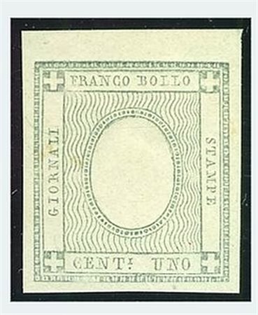 REGNO DI SARDEGNA - 1861, Stampati, 1 c. grigio nero senza cifra (44 B)....