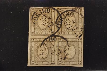 REGNO DI SARDEGNA - 1862, Francobolli per stampati, 2 c.grigio nero (20)...