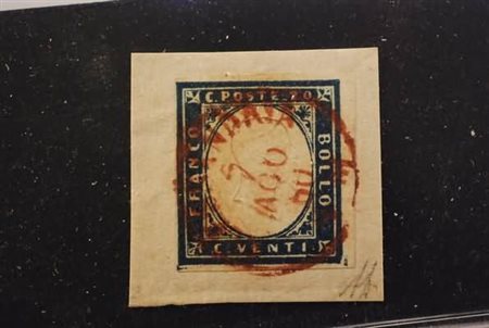 REGNO DI SARDEGNA ANNULLAMENTI - 1860, ALESSANDRIA cerchio rosso (p.12) su 20...