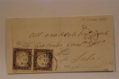 REGNO DI SARDEGNA ANNULLAMENTI - 1859, ALMESE doppio cerchio (p. 8) su 10 c....
