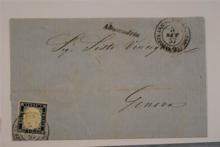 REGNO DI SARDEGNA ANNULLAMENTI - 1857, AMB.tra TORINO e GENOVA (2) (p.4) +...