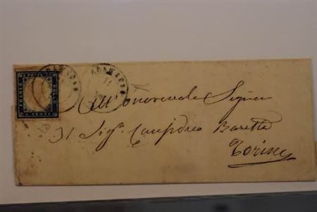 REGNO DI SARDEGNA ANNULLAMENTI - 1859, ARAMENGO (p.13) su 20 c. azzurro scuro...