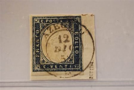 REGNO DI SARDEGNA ANNULLAMENTI - 1852, AZEGLIO doppio cerchio (p.9) su 20 c....