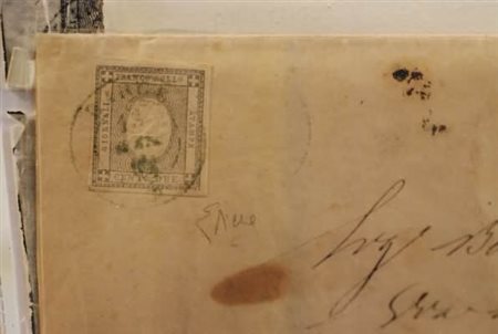 REGNO DI SARDEGNA ANNULLAMENTI - 1862, BARGE doppio cerchio azzurro (p.R1) su...