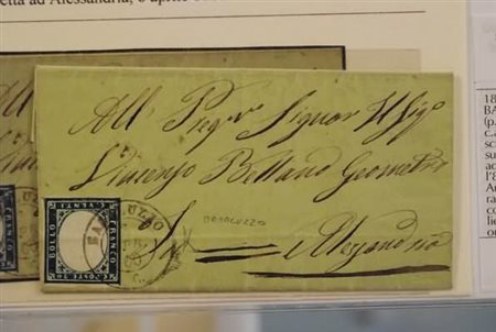 REGNO DI SARDEGNA ANNULLAMENTI - 1860, BASALUZZO (p.R1) su 20 c.azzurro...