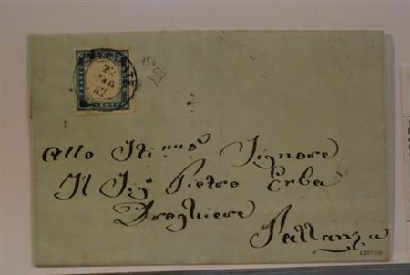 REGNO DI SARDEGNA ANNULLAMENTI - 1857, BELGIRATE, doppio cerchio (p.9) su 20...