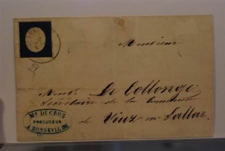 REGNO DI SARDEGNA ANNULLAMENTI - BONNEVILLE (p.7) su 20 c. (8) su lettera per...