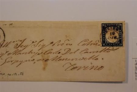 REGNO DI SARDEGNA ANNULLAMENTI - 1858, CAIRO doppio cerchio (p.7) su 20 c....