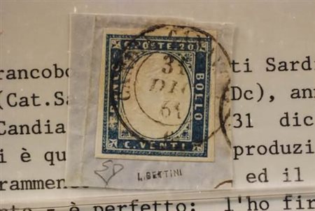 REGNO DI SARDEGNA ANNULLAMENTI - 1861, CANDIA CANAVESE (p.R1) su 20 c.(15Dc)...