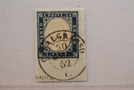 REGNO DI SARDEGNA ANNULLAMENTI - 1862, CASALGRASSO (p.13) su 20 c. (15D) su...