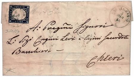 REGNO DI SARDEGNA ANNULLAMENTI - 1858, CASALGRASSO (p.13) su 20 c.(15Ac)...